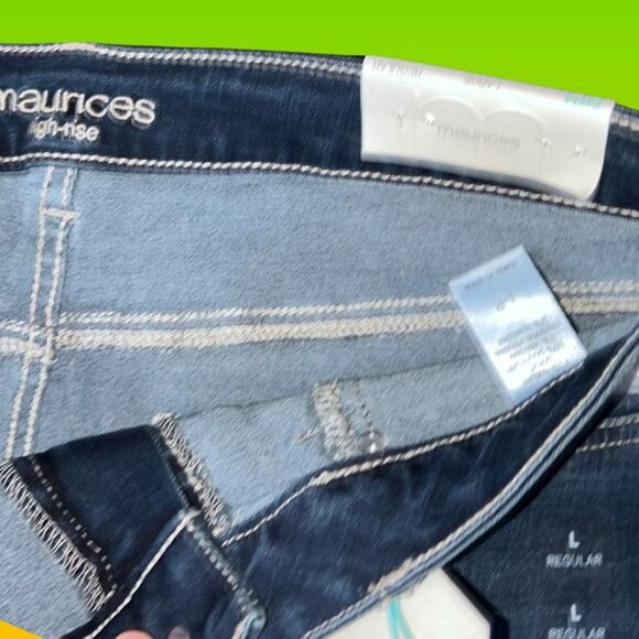 NWT Maurices High Rise Dark Wash Jeans Jeggings Size Large 32x30 #13 - Picture 3 of 5